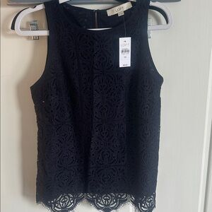 LOFT Navy Lace Sleeveless Blouse